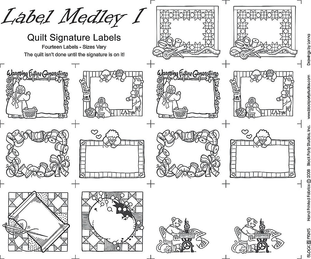 Block Party Studios Medley Labels 1 18in x 20in Panel White with Black Writing, 18" x 20"