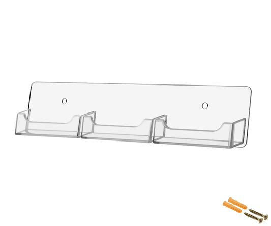 Marketing Holders Wall Business Card Holder with Hanging Hardware for 3.5" x 2" Gift or Appointment Cards Medical Dental Corporate Offices Community Centers 3 Pockets Clear Professional Acrylic