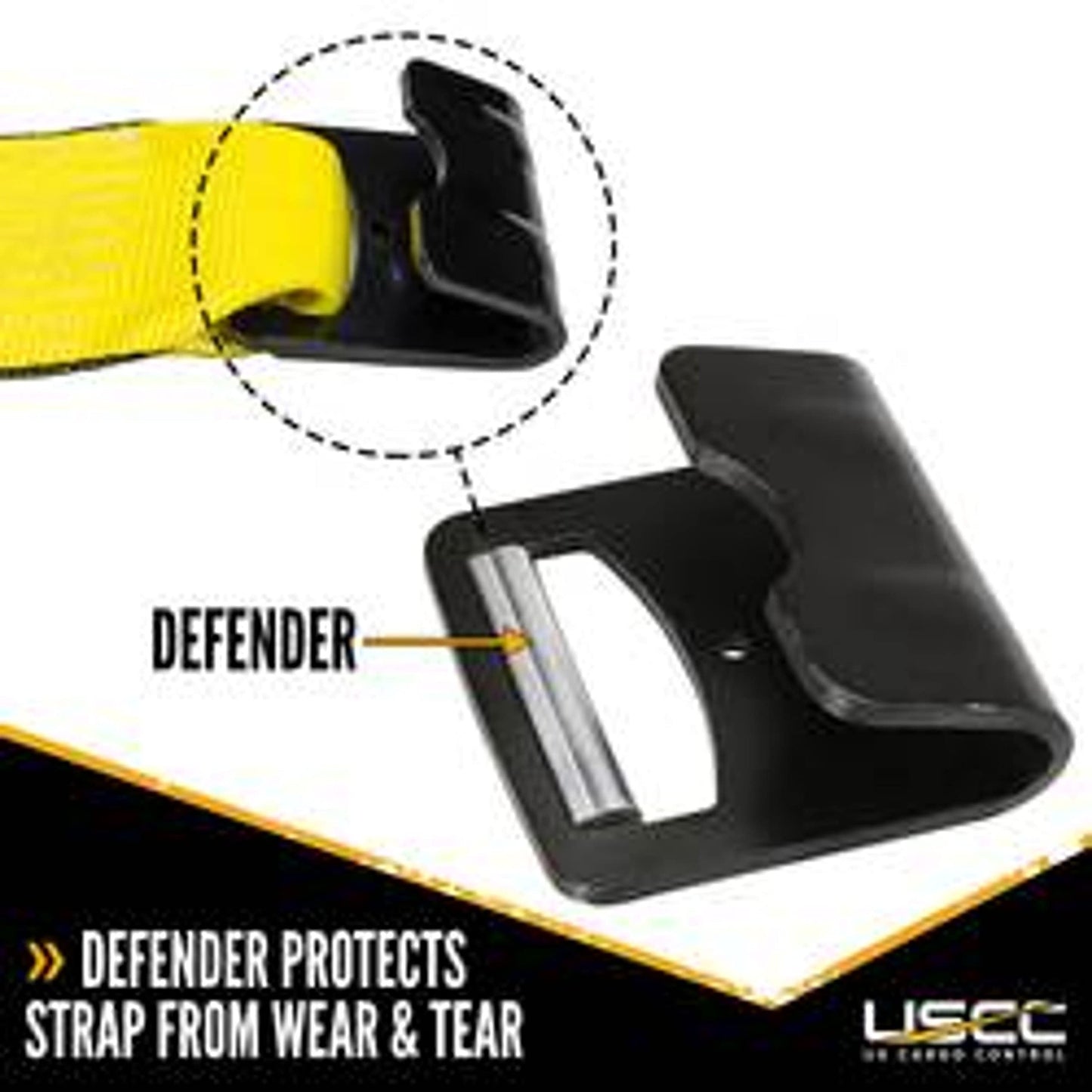 US Cargo Control 4 Inch Winch Strap with Large Flat Hook, 27 Feet Long, Heavy Duty Trailer Winch Strap for Safe Cargo Securement, Large Flat Hook End Fitting for Easy Fastening, Yellow