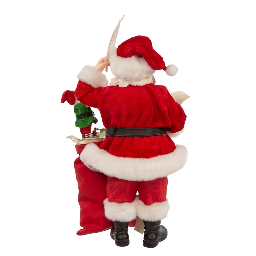 Kurt Adler 10.5-Inch Fabriché Santa with Mail and Elf, Red