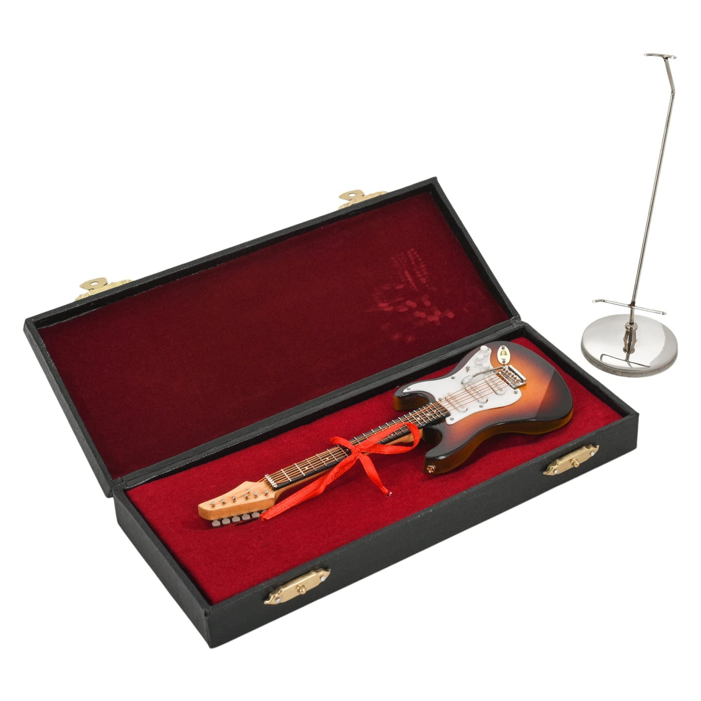 Broadway Gift Co. Dark Brown Miniature Electric Guitar 7 inch Wood Table Top Décor