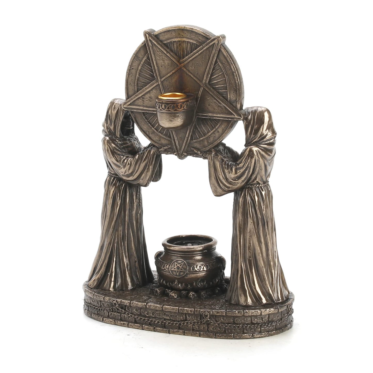 Veronese Design 7 1/4" Sigil of Baphomet Occult Altar Backflow Incense Burner Resin Sculpture Bronze Finish