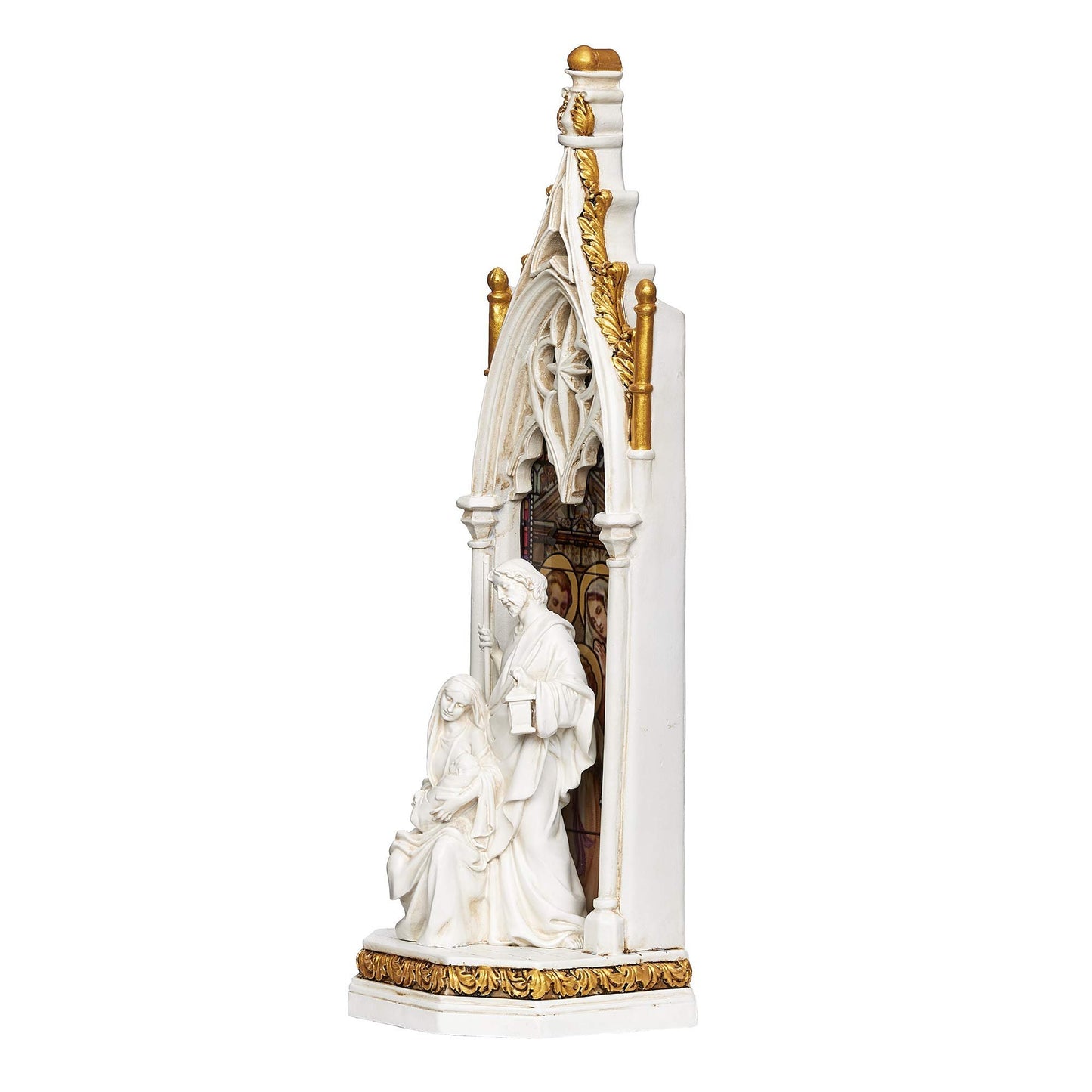 Joseph's Studio by Roman - Holy Family Window LED Figure, Renaissance Collection, 11.75" H, Resin and Stone, Religious Gift, Decoration, Battery Operated