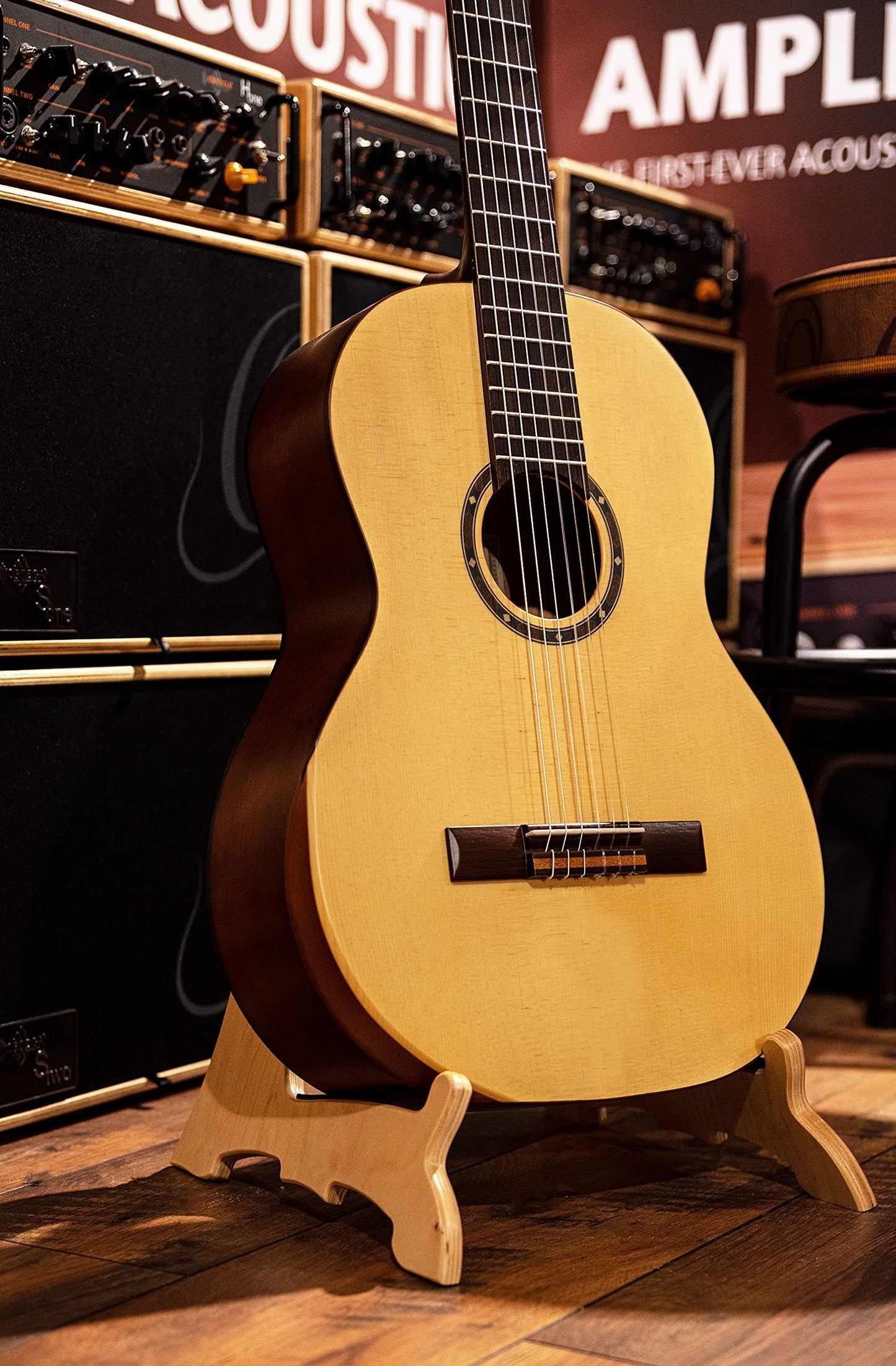 Ortega Guitars, Wooden Acoustic Guitar Stand Made w/Birch Wood-Natural (OWGS-2)