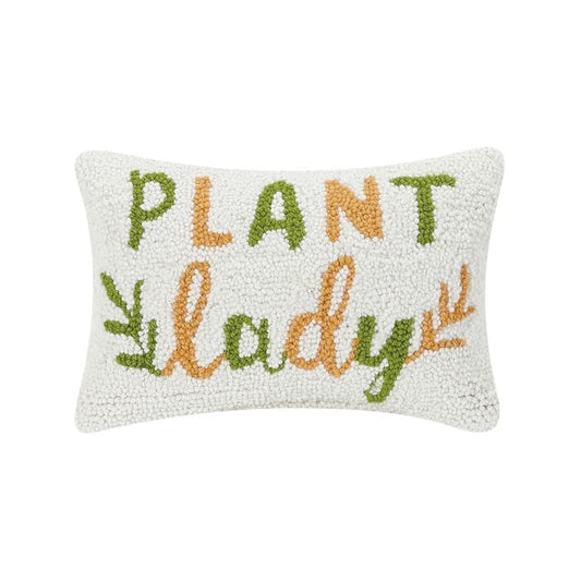 Peking Handicraft Plant Lady Hook Pillow, 12-inch Length, Multicolor, Wool and Cotton, for Home, Office, Living Room Décor