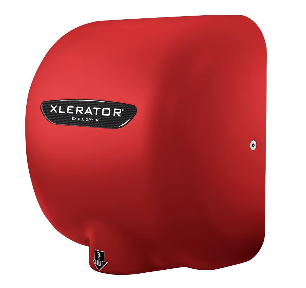 Excel Dryer XL-SP Red XLERATOR Automatic Commercial Hand Dryer,Zinc Die Cast Red Cover, XL-R