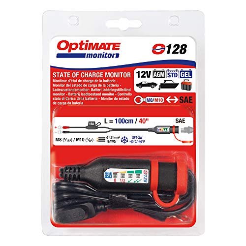 Optimate cable O-128v2, Ring Terminal Harness with Integrated Battery Status/Charge System Monitor, Auto/Marine, Smart