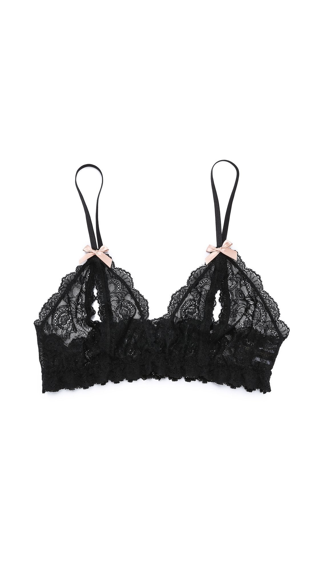 Hanky Panky Women's Luxe Lace Open Bralette 977901 Ivory Bra, Black, Small