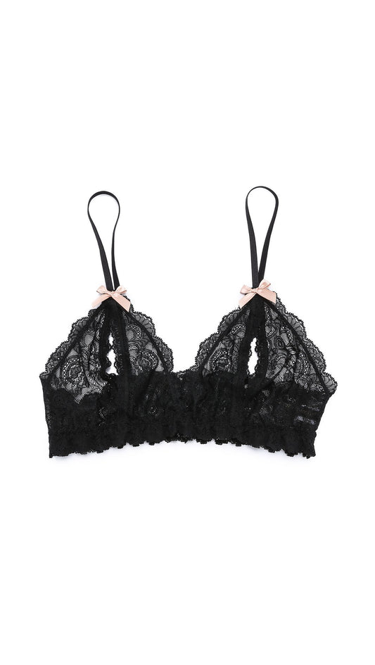 Hanky Panky Women's Luxe Lace Open Bralette 977901 Ivory Bra, Black, Small
