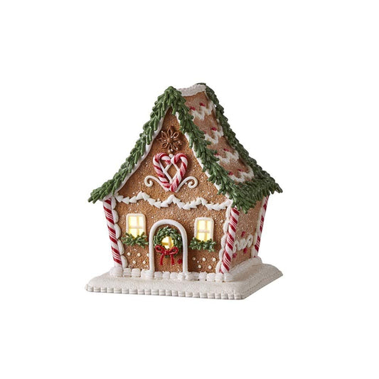 Raz Imports Gingerbread Lighted House Christmas Figurine 6.5 Inch