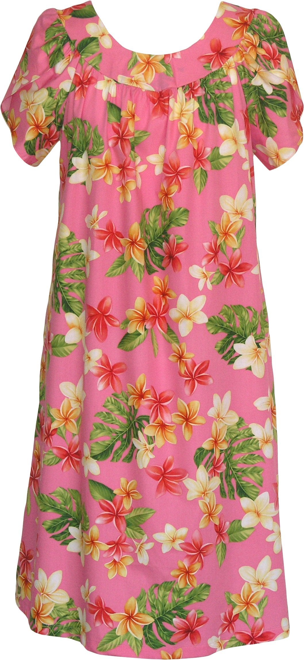 RJC Women's Yellow Plumeria Muumuu Dress, Pink, 2X Plus