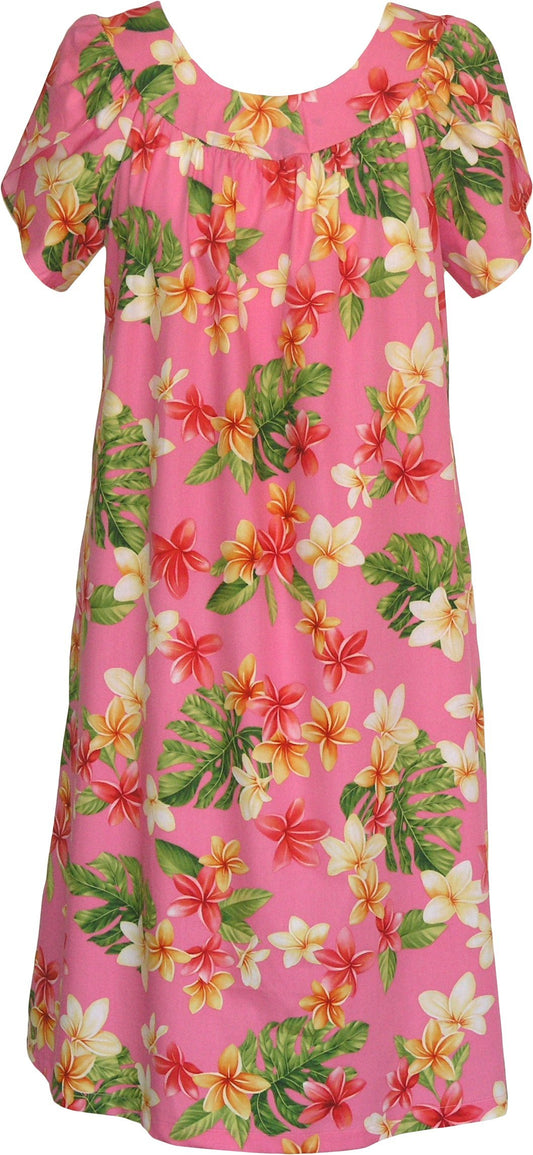 RJC Women's Yellow Plumeria Muumuu Dress, Pink, 2X Plus