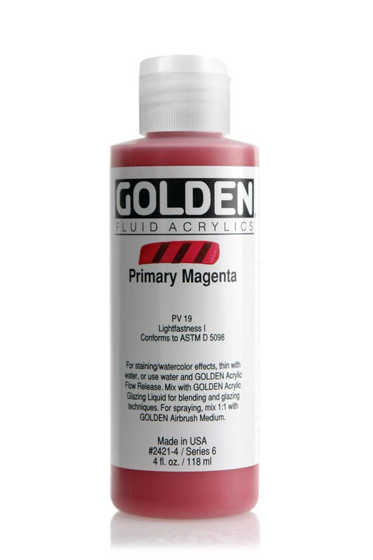 Golden Fluid Acrylic, 4 ounce bottle, Primary Magenta (2421-4)