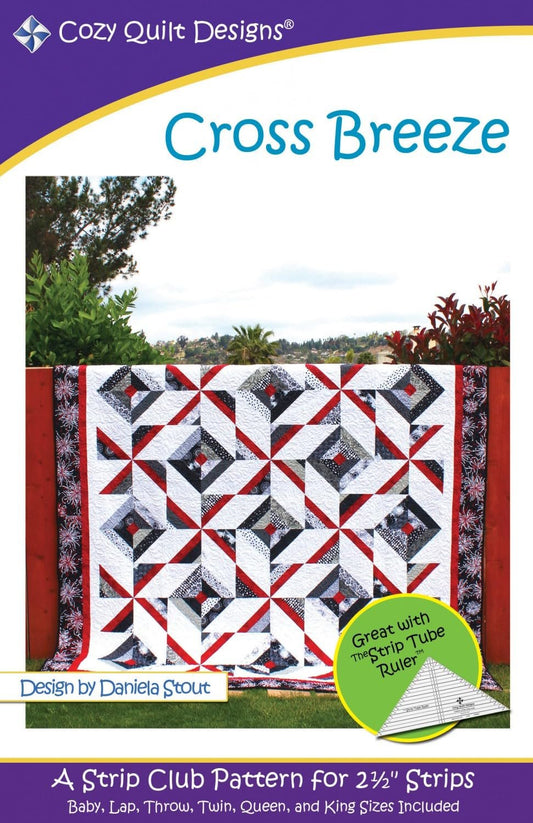 Pattern,Quilt,Cross Breeze, multi sizes, by Cozy Quilt Designs, 2 1/2" Strips, Jelly Roll,