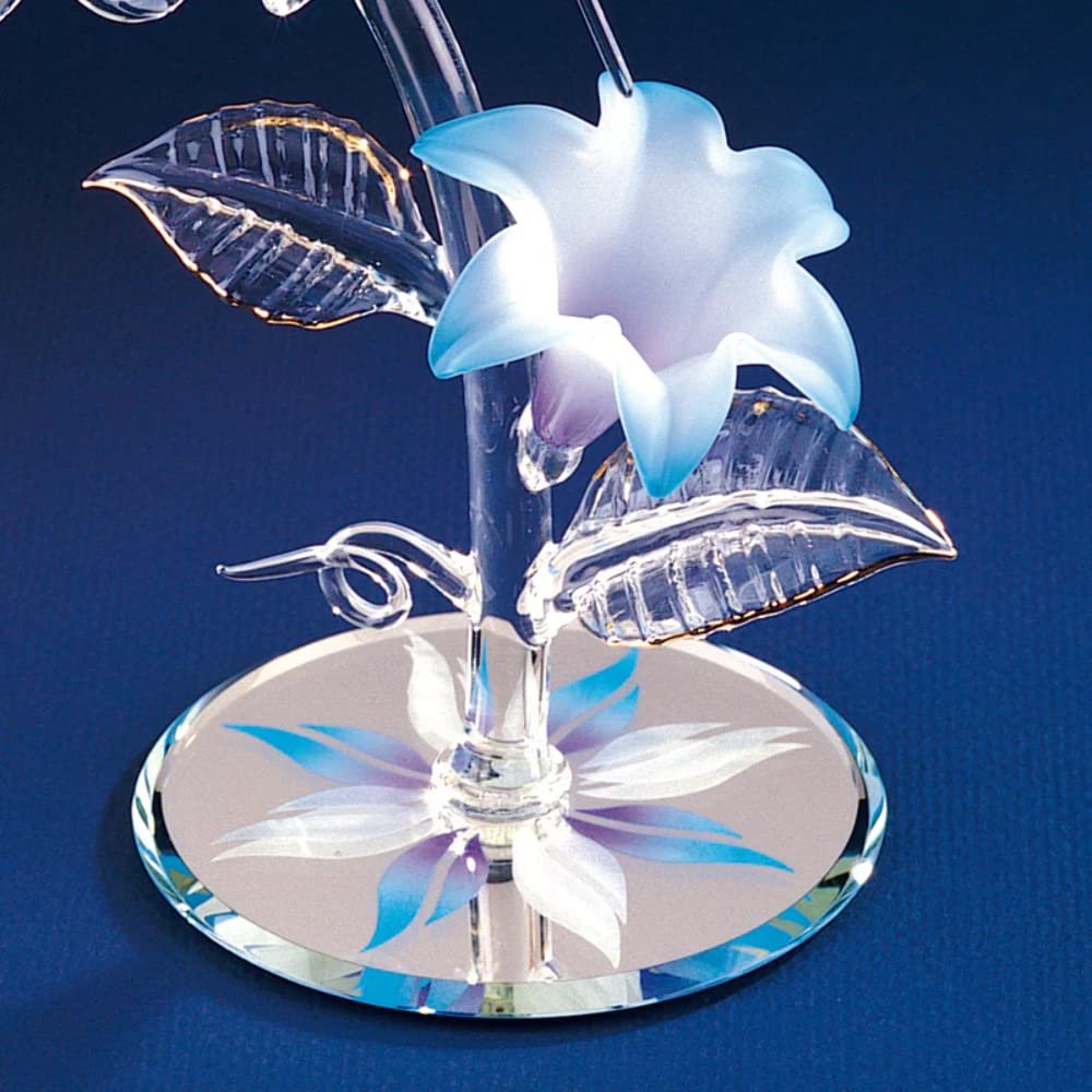 Glass Baron Blue Hummingbird with Flower Figurine