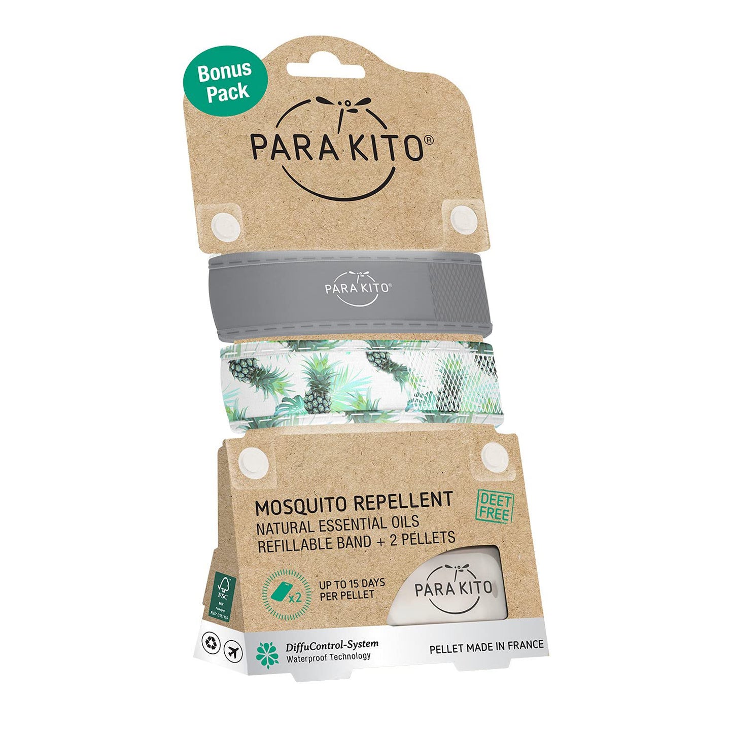 PARA'KITO Mosquito Repellent Bracelets + Refill Pellets Bundle | w/Peppermint Oil, Essential Oils | Hiking & Camping Accessories | Paraben Free, DEET Free - 2 Wristbands & 2 Refills