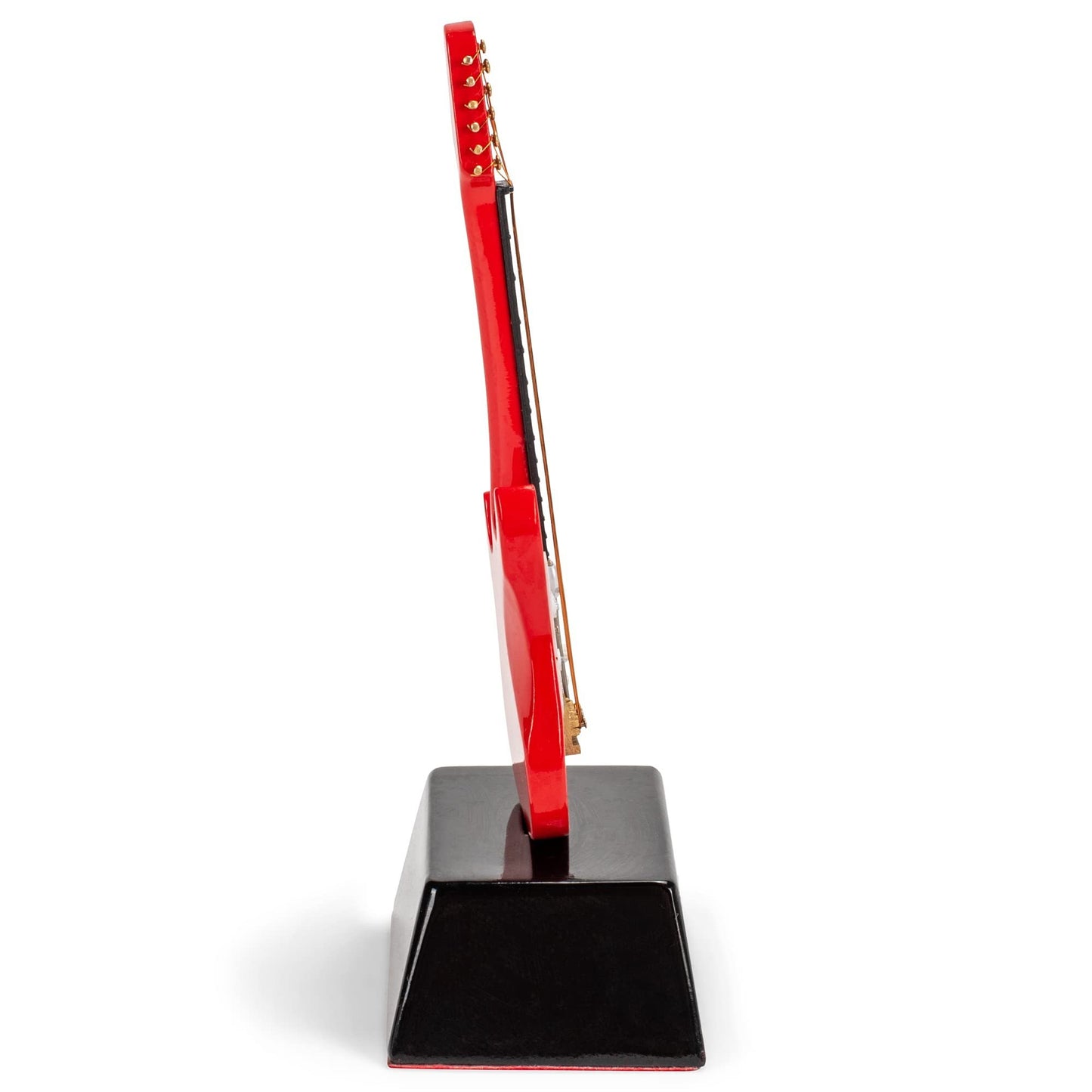 Broadway Gift Co Red and White Electric Guitar 6 inch Wood Table Top Miniature on Stand