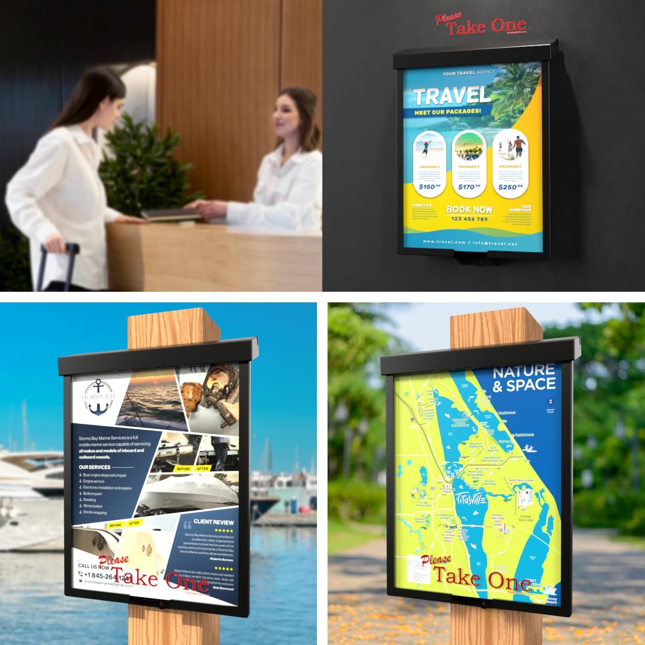 Marketing Holders Outdoor Brochure Holder Flyer Heavy Duty Box Material Display Restaurants Menus Pamphlets Brochures