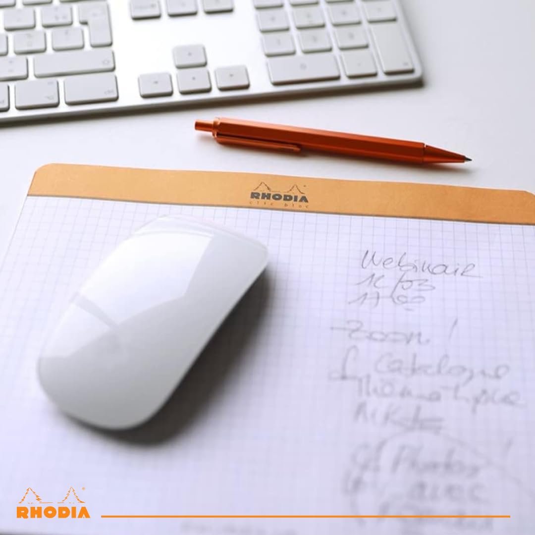 Rhodia 19410C - Mouse Mat Notepad, 19x23cm, Squared, 30 Detachable Sheets, Clairefontaine Paper 80g, Non-Slip Base