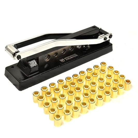 Interstate Pneumatics H8-KIT1 Heavy-Duty Bench Crimper (H8) with Ferrules (50PK) 0.718 Inch ID x 1 Inch & 0.656 Inch ID x 1 Inch