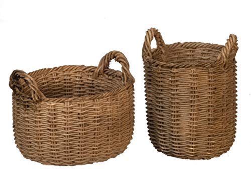 Melody Jane Dollhouse 2 Resin Baskets with Handles Miniature Home Shop Garden Accessory