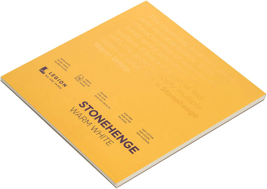 Stonehenge 100% Cotton Medium Weight Pad, Warm White, 8 x 8 inches, 250gsm, 15 Sheets for Dry Media
