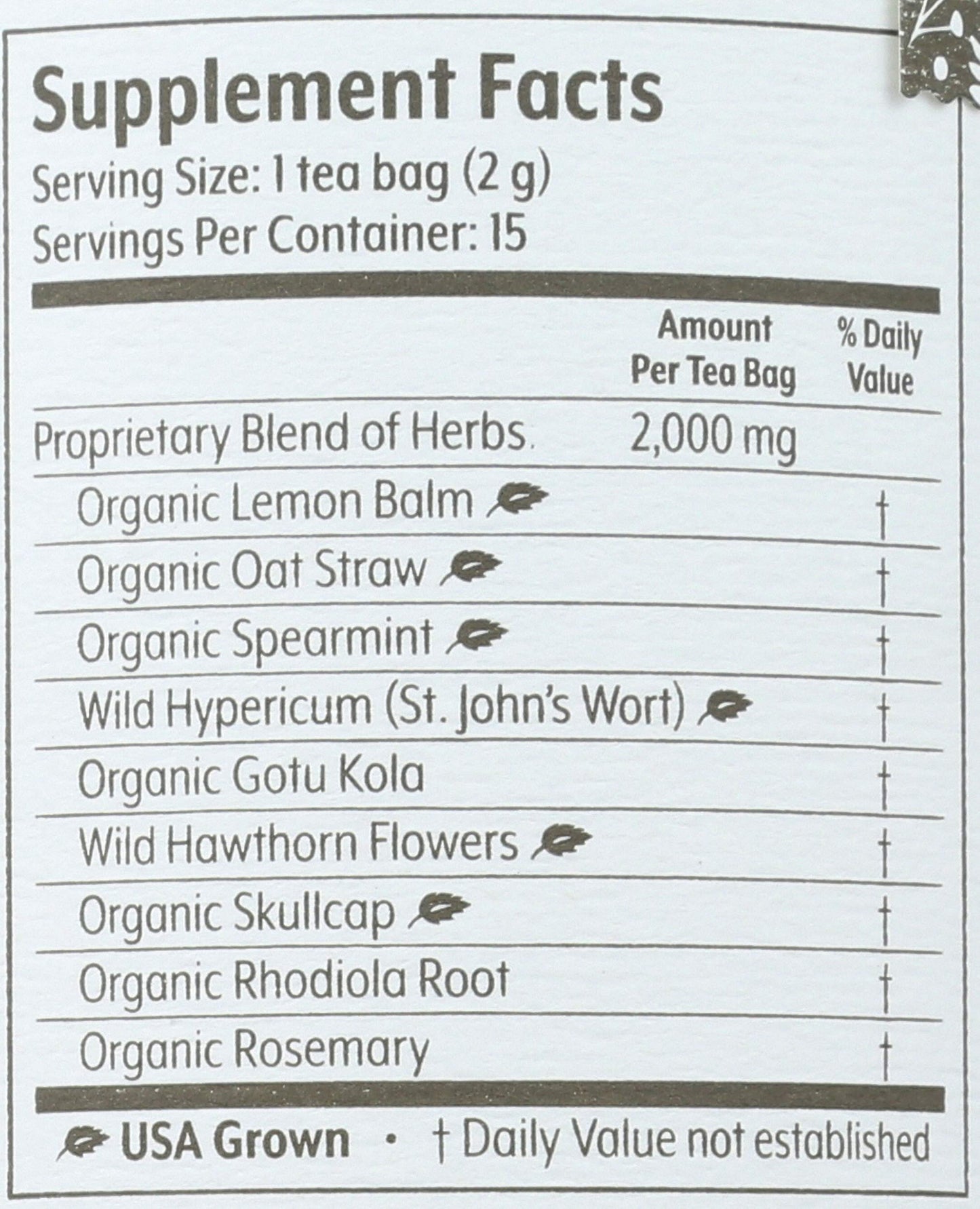 FLYING BIRD BOTANICALS Tea, Peaceful Spirit, 15 CT