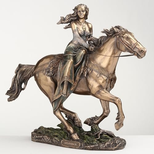 VERONESE DESIGN 9 1/4 Inch Rhiannon Epona Celtic Goddess on Horse Cold Cast Resin Bronze Finish Statue