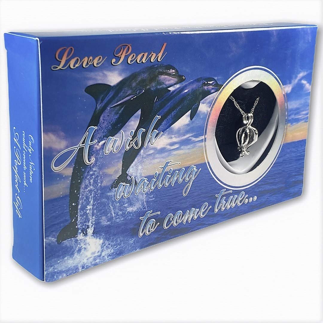Love Wish Pearl Necklace Set with Stainless Steel Chain 16" (Dolphin)