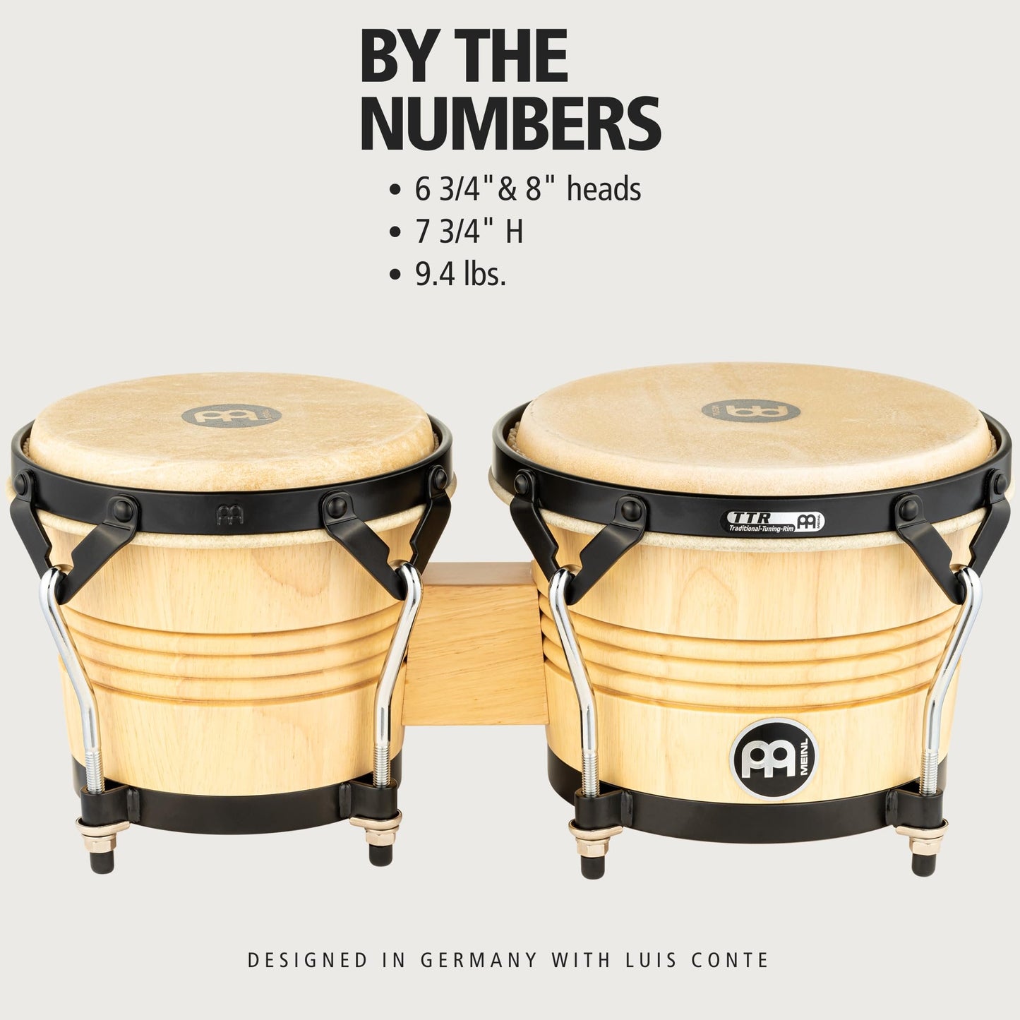 Meinl Percussion FWB190NT Marathon Free Ride Series Wood Bongo Set