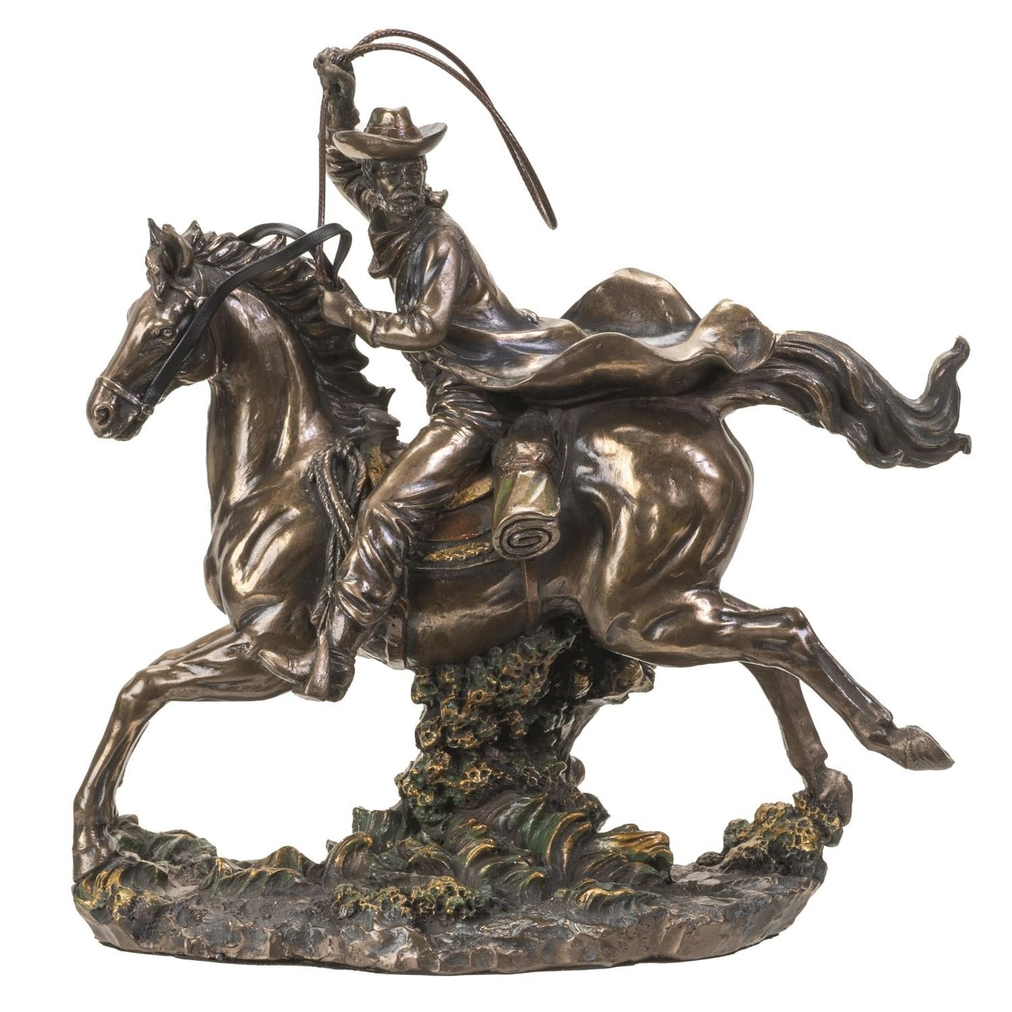 Pacific Giftware Cowboy Lasso Action Statue - 9.5" Tall Wild West Rider Figurine, Rustic Western Decor