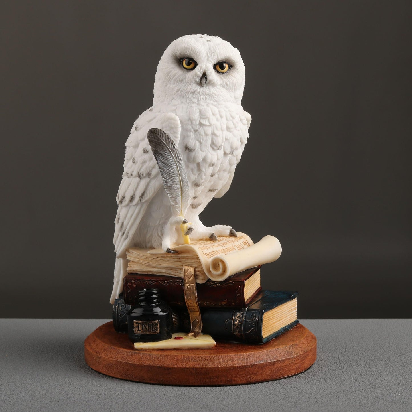 Veronese Design 5 3/4 Inch Snowy Owl Scripting Scholar Resin Hand Painted Animal Sculpture Home Decor Collectibles