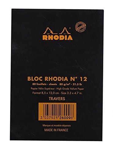 RHODIA # 12 Notepad 3-3/8 x 4-3/4 Lined ORANGE and Black, Pack of 2