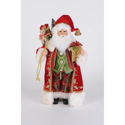 Karen Didion Lighted Traditional Tartan Santa Figurine Polyresin