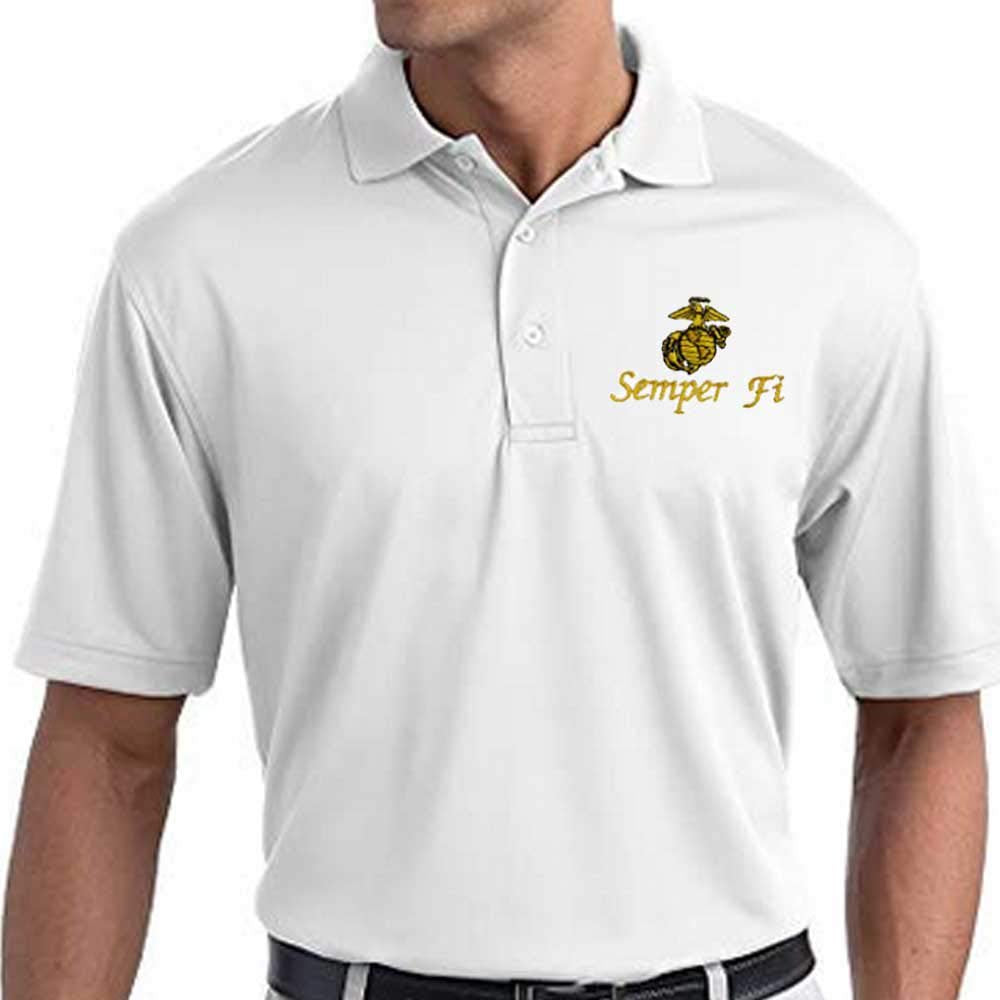 Honor Country USMC Semper Fi Marine Corps Polo Golf Shirt - White