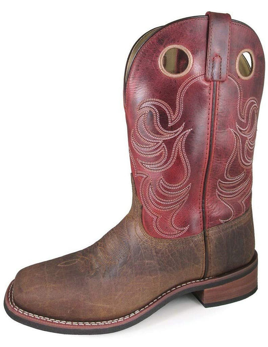 Smoky Mountain Mens Timber Brown/Burnt Apple Leather Cowboy Boots 8.5 EE