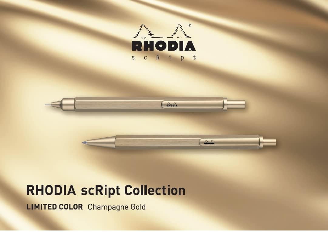 RHODIA 9389C - Script Refillable Ballpoint Pen Hexagonal Brushed Aluminium Body