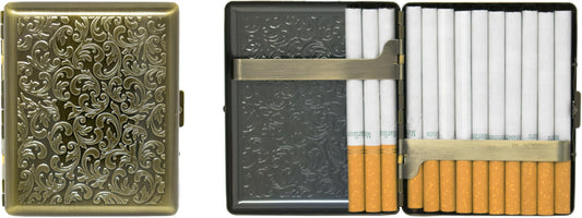 Set of 2 Metal-Plated 100s Cigarette Case & Stash Box