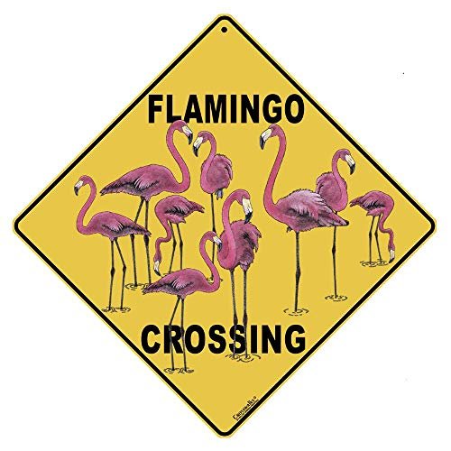CROSSWALKS Flamingo Crossing 12" X 12" Aluminum Sign (X33)
