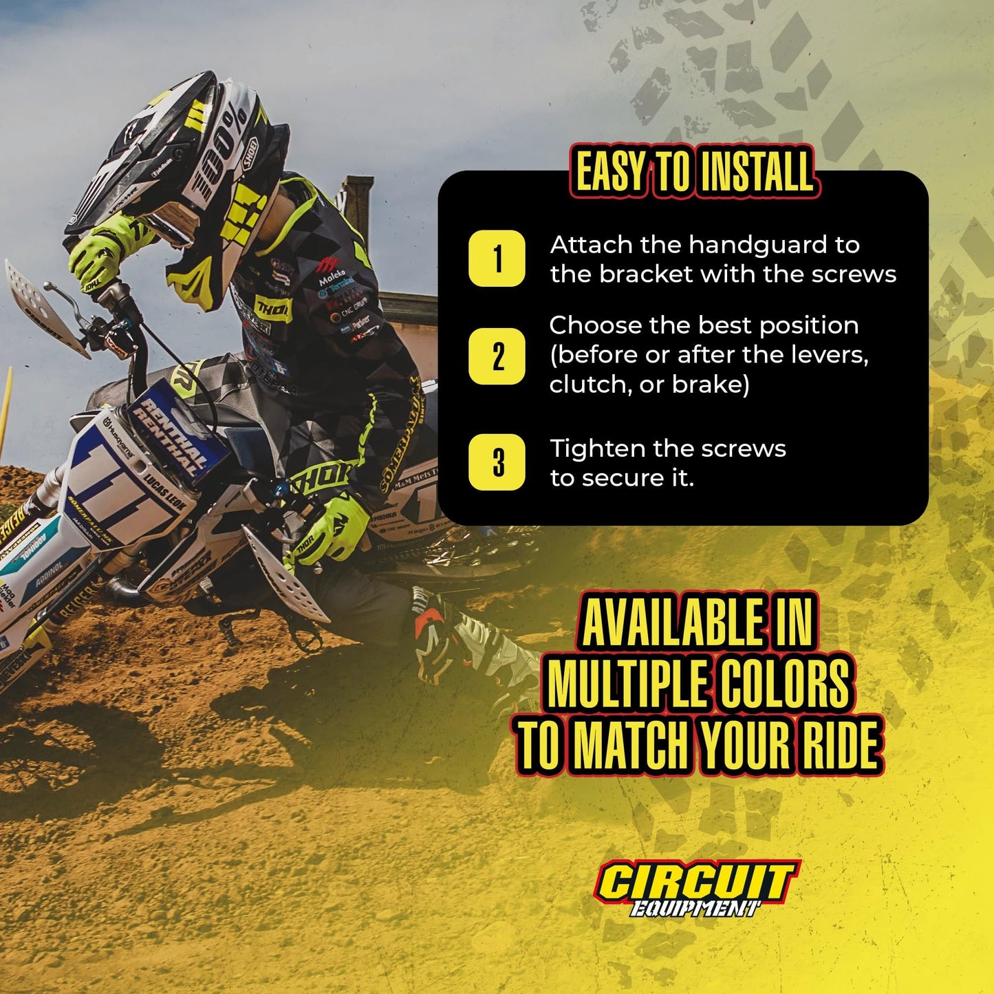 CIRCUIT EQUIPMENT Universal Motorcycle Handguards - High Strength Enduro Motorcycle Handguards Vector for Any Weather - Dirt Bike Handguards with Brackets, Nuts, & Screws