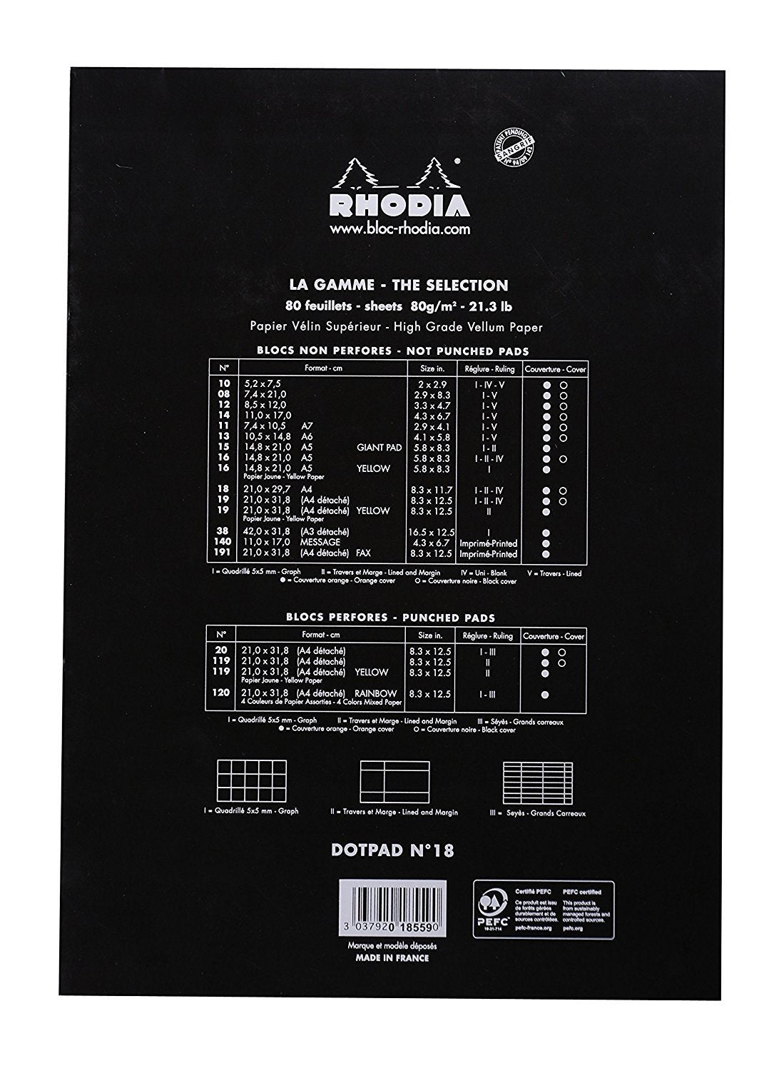 Rhodia Black Dot Pad 8.25X11.75 Pack of 2