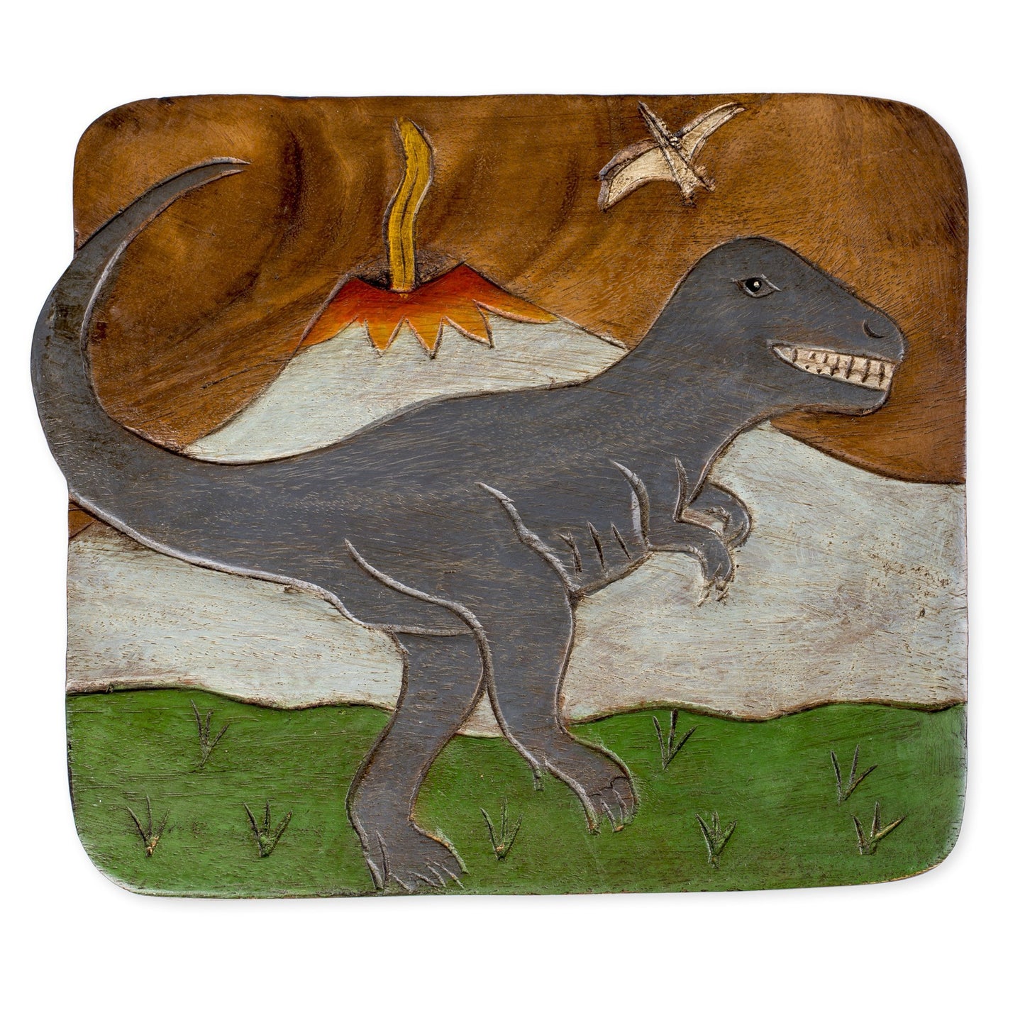 Sea Island Imports Tyrannosaurus Rex Dinosaur Design Hand Carved Acacia Hardwood Decorative Short Stool