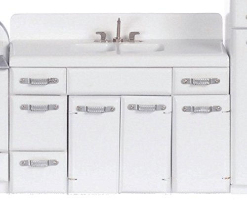 Dollhouse Miniature 1950's Double Sink, White #T5014
