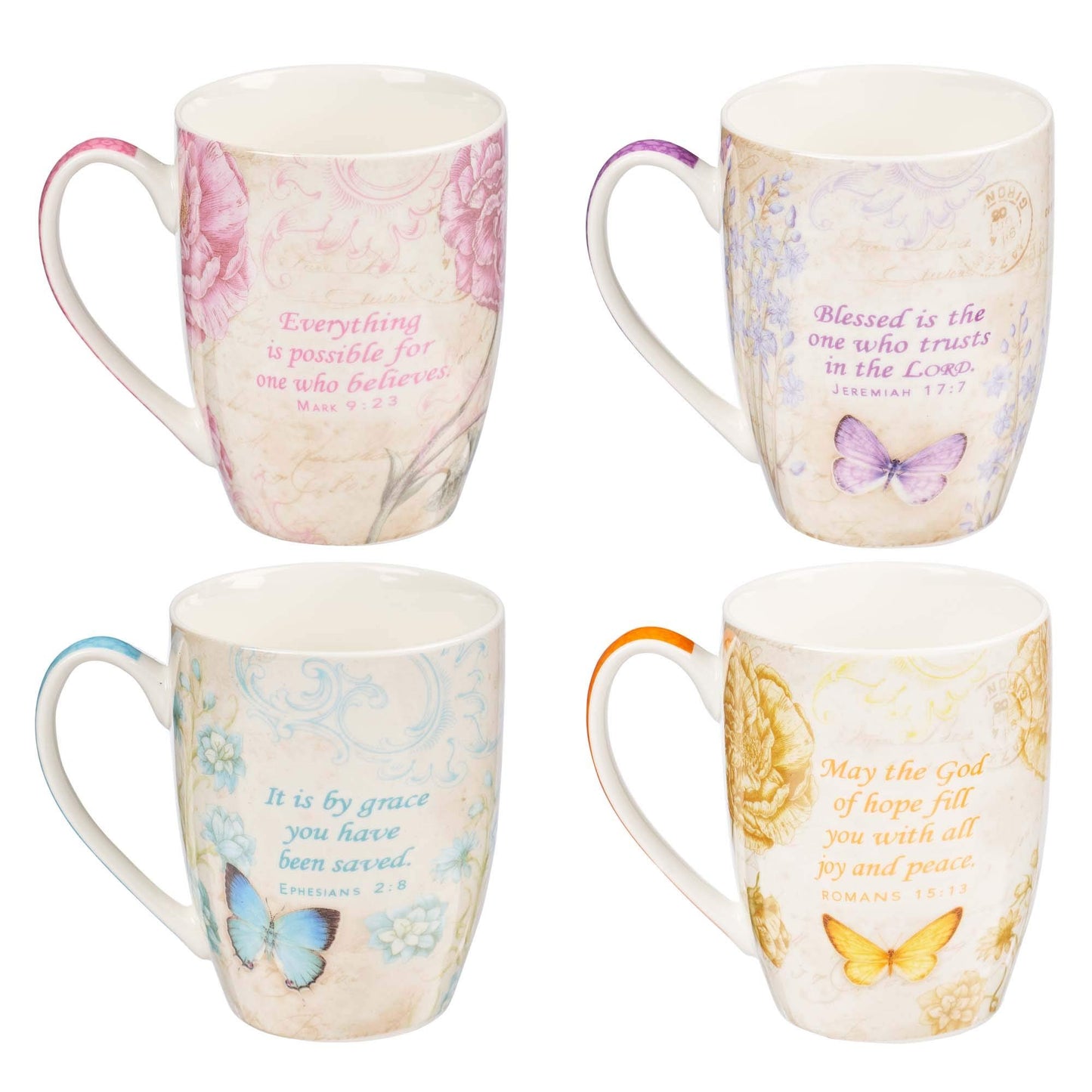 Botanic Butterfly Coffee Mug w/Bible Verse Inspirational Coffee Cup and Christian Gifts (12-ounce Ceramic Cup)