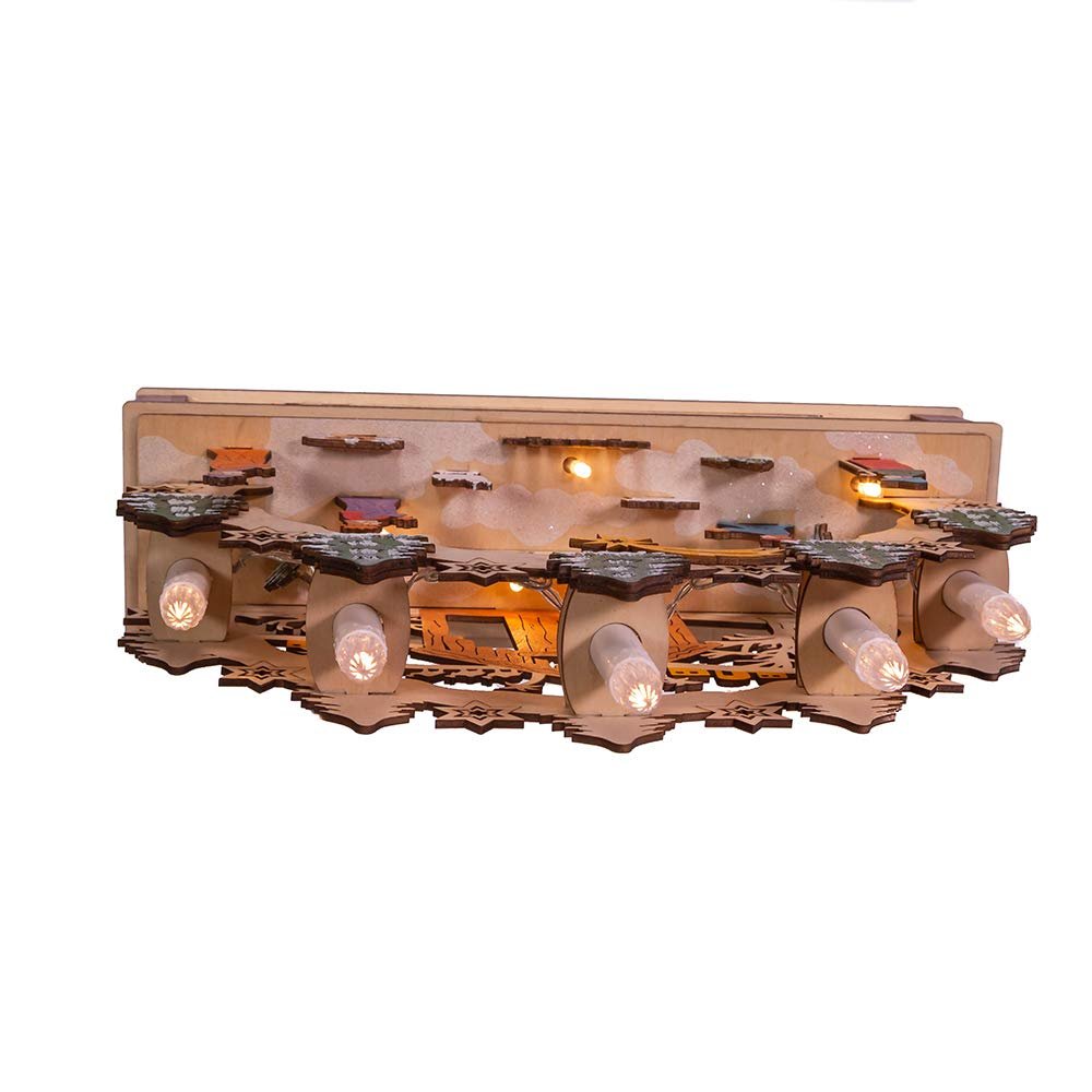 Kurt S. Adler 11-Inch Battery-Operated Light-Up Wooden Nativity Scene with Candles