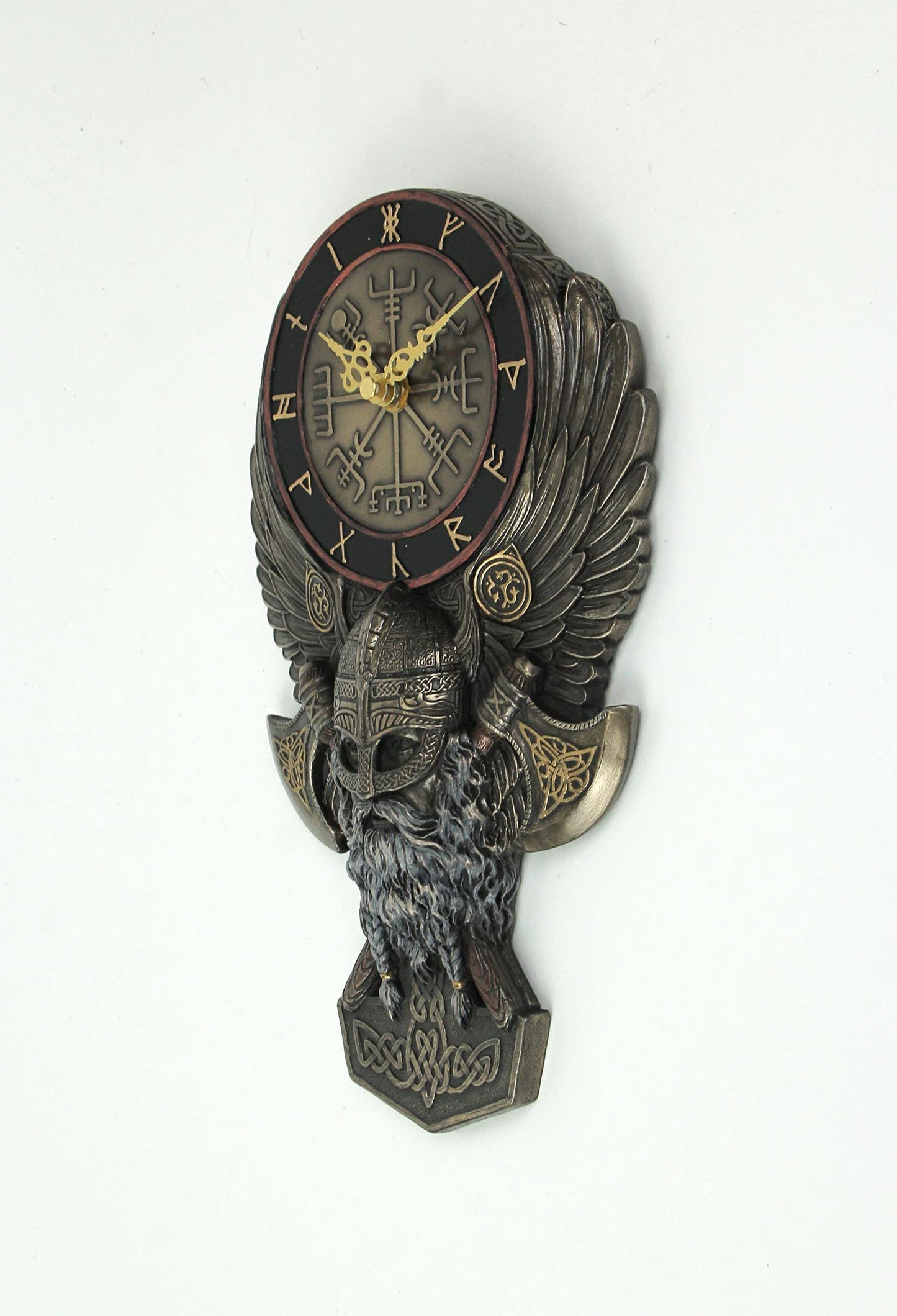 Veronese Design 11 3/8" Twin Axe Viking Berserker Wall Plaque Clock Cold Cast Resin Antique Bronze Finish Sculpture