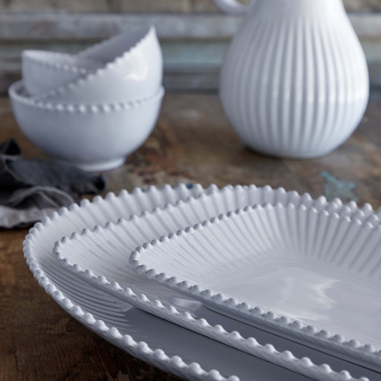 Costa Nova Ceramic Stoneware 12'' Rectangular Platter - Pearl Collection, White | Microwave, Dishwasher, Oven & Freezer Safe Dinnerware | Food Safe Glazing | Restaurant Quality Serveware
