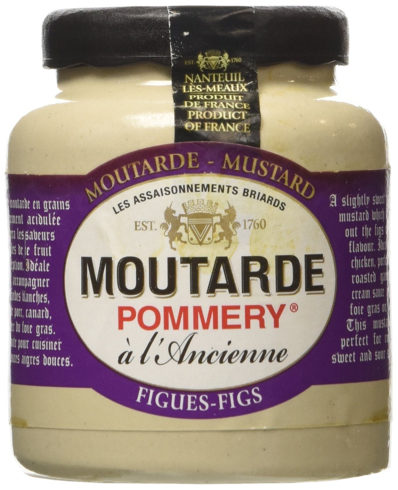 Pommery Mustard Meaux Moutarde in Pottery Crock with Figs