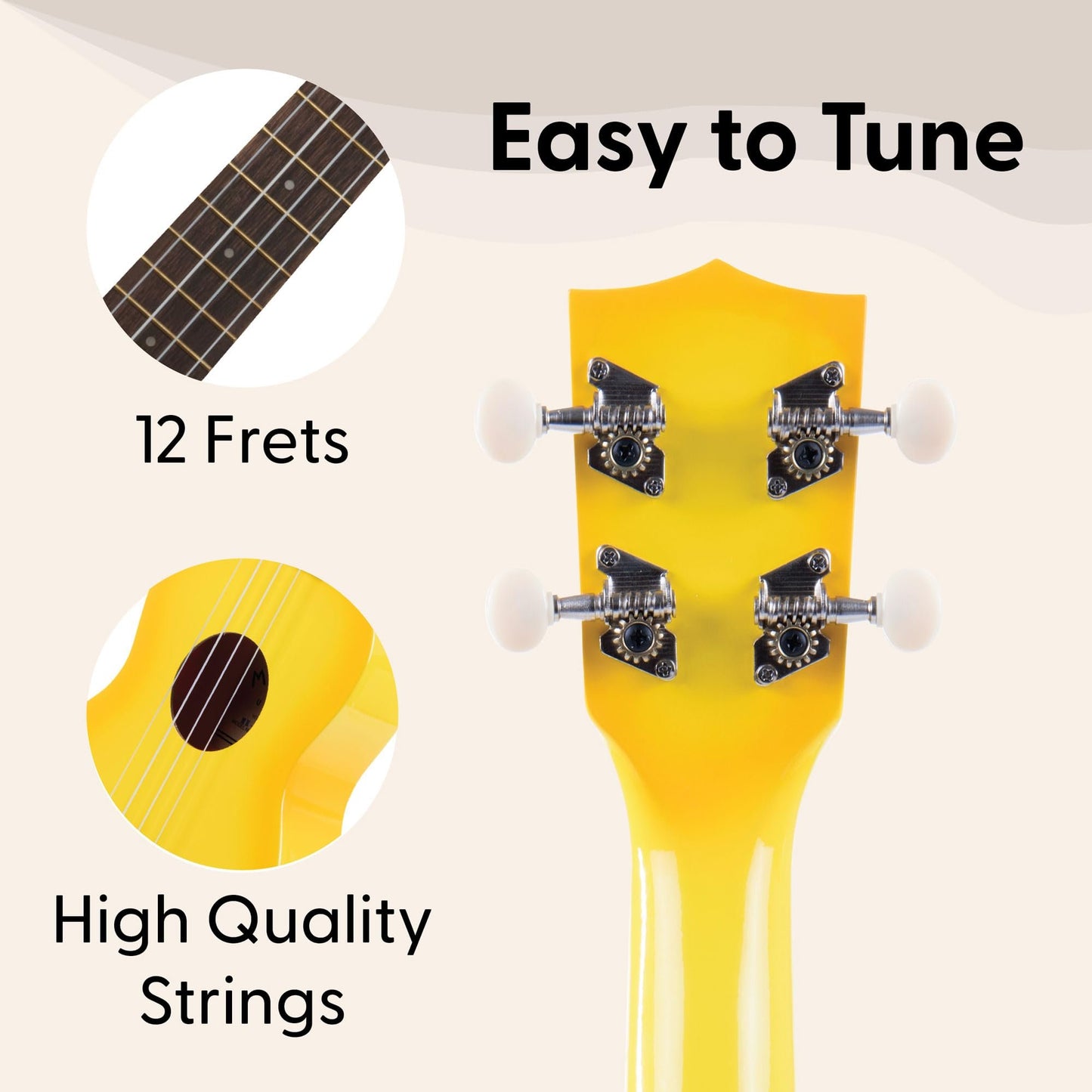 Kala Brand Music Co. Makala Dolphin, 4-String Ukulele, Right, Yellow Burst, Soprano Fun Design, Aquila Strings, & Durable Build