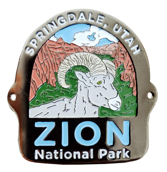Zion National Park - Big Horn Sheep - Hiking Stick Medallion